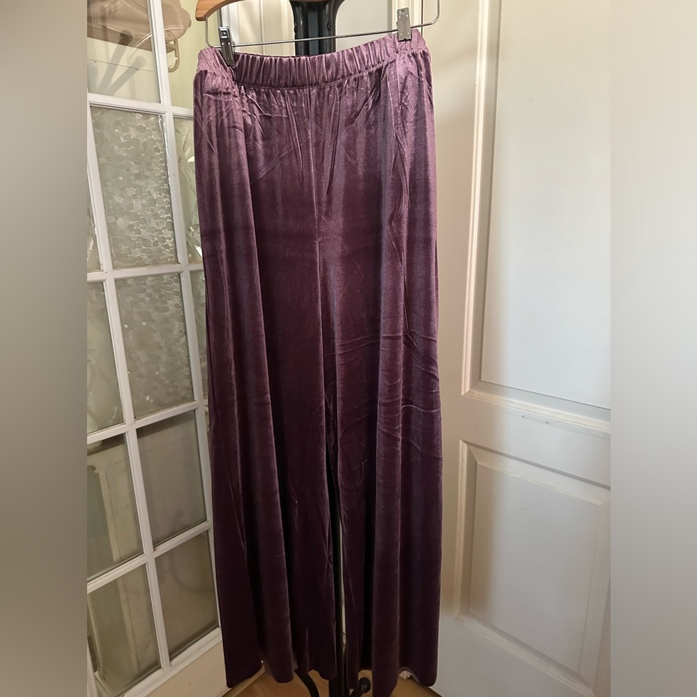 Purple Velour Wide Leg Pants | Size 1X